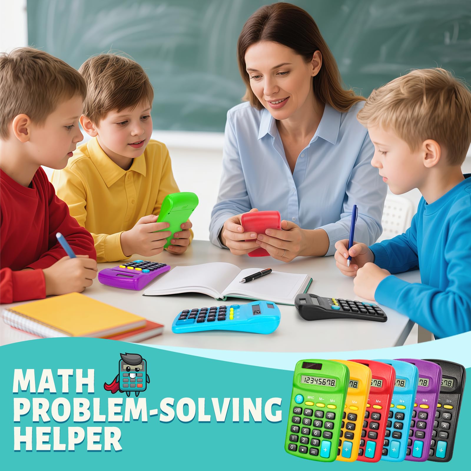 Taschenrechner, Taschenformat, Mini mit 8-stelligem Display, Solar-/Batterie-Dual-Power, Großpackung für Studenten, Klassenzimmer, Junior High, Schule, Zuhause und Büro, 6 Farben, 36 Stück