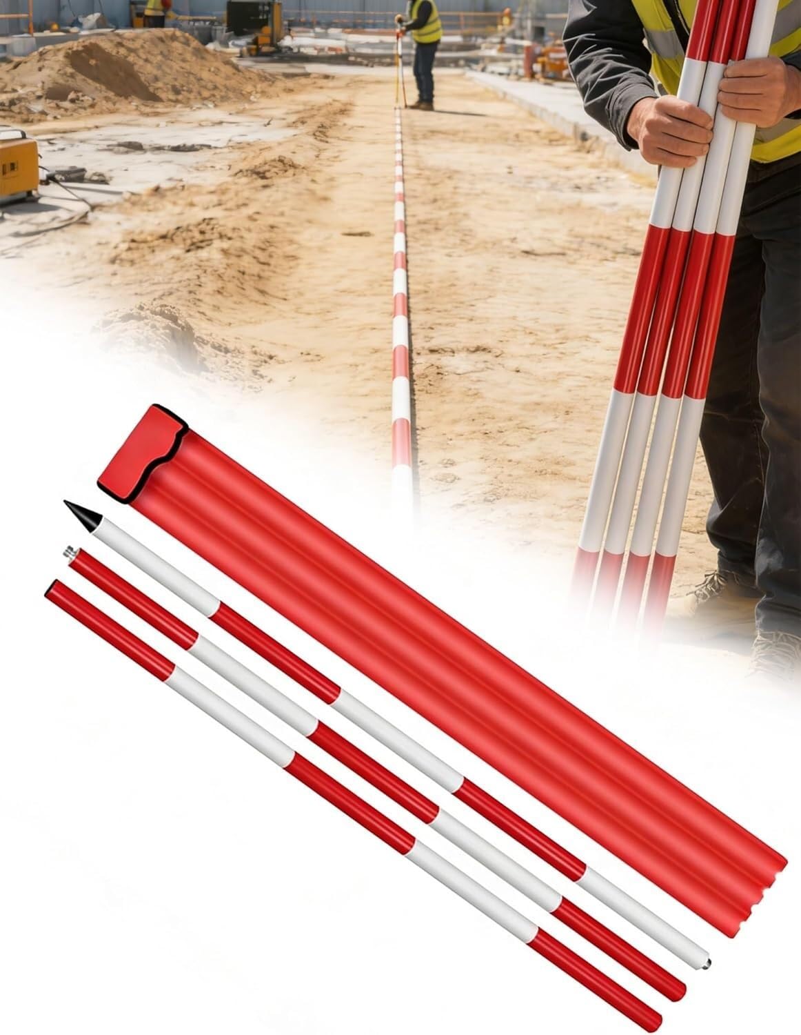 Pomiar na miejscu, aluminiowy słup geodezyjny do tyczenia konstrukcji(A,118.11 inch/300 cm)
