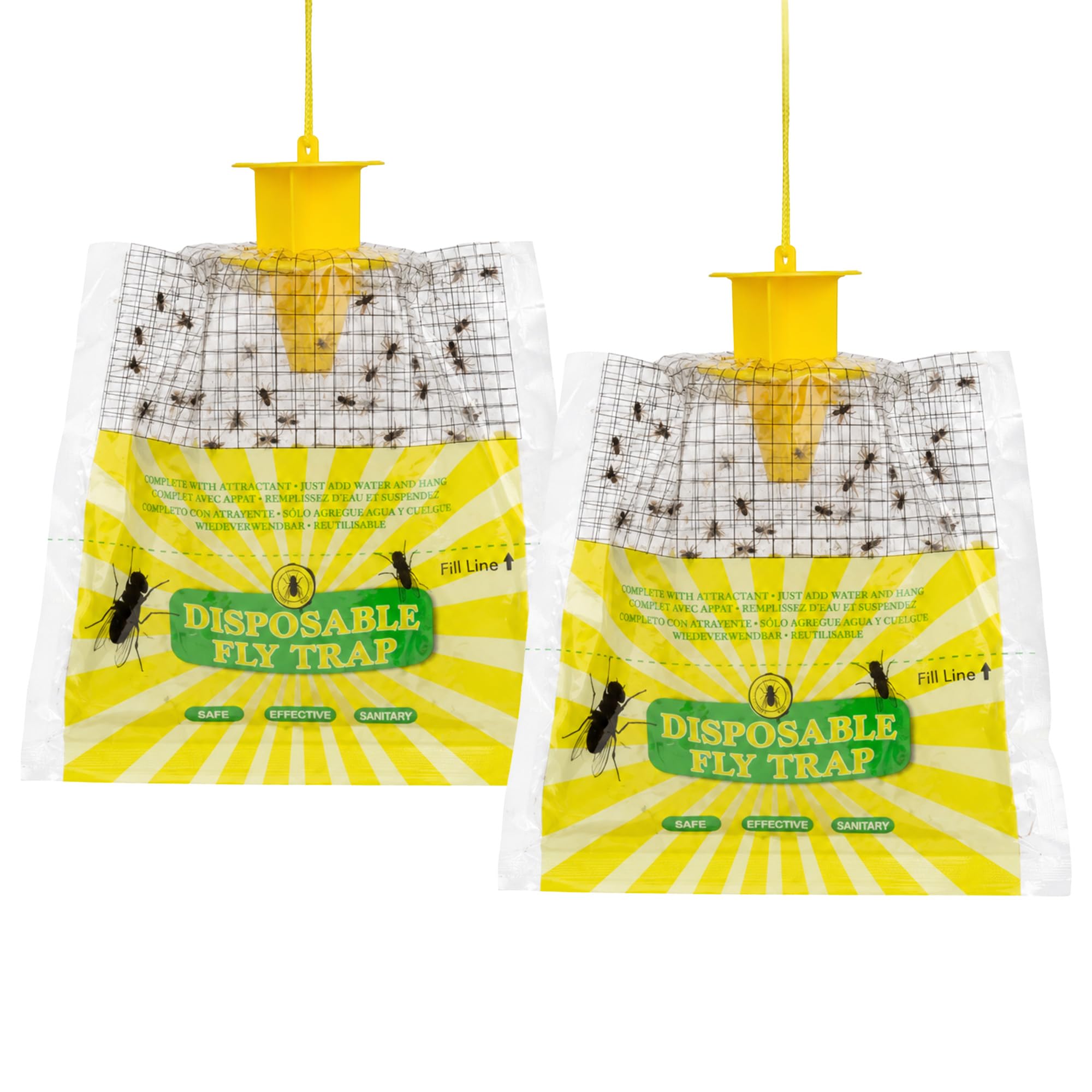NAVOYS 2 Disposable Fly Traps | Hanging Outdoor Fly Catcher Bags