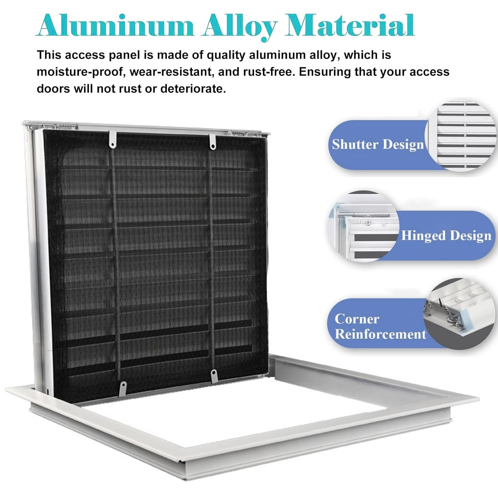 Żaluzjowe aluminiowe kratki powietrzne 70 x 25 cm / 27.6x9.8in (27,6 x 9,8 cala) z filtrem i panelem dostępu - idealne do systemów HVAC, klimatyzacji i kontroli wentylacji