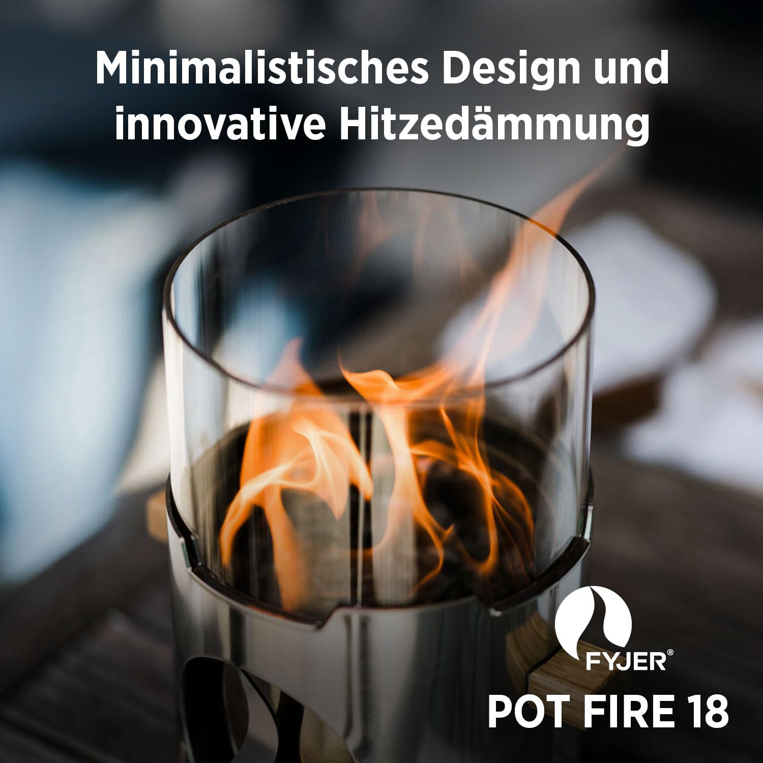 FYJER Pot FIRE 18 Feuerstelle | Vielseitige Feuerschalen für den Garten | Fire Pit aus Edelstahl mit Windschutzglas & Flammenring | Feuerkorb & Feuerschale mit Grillrost | Feuertonne für den Garten