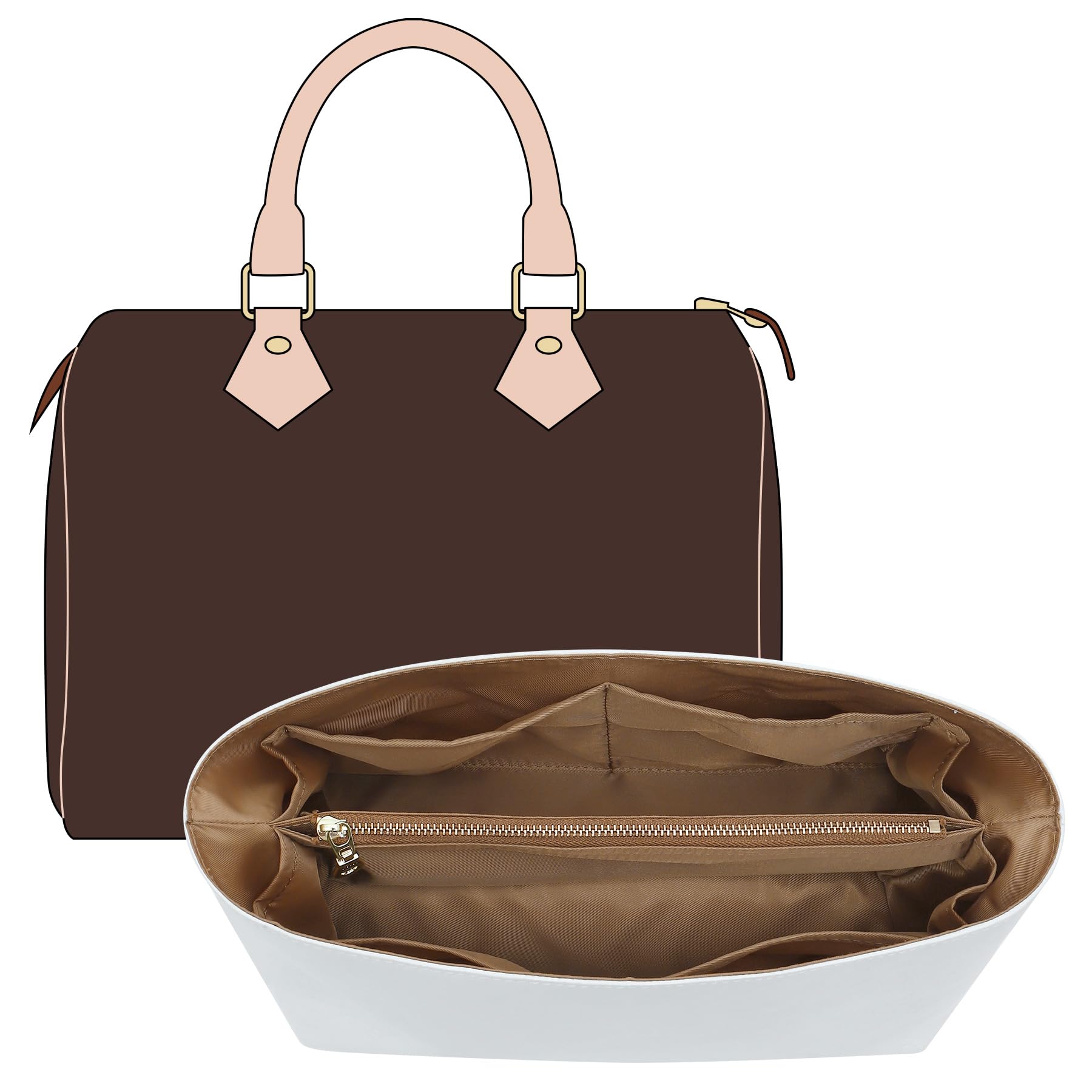 OAikor Purse Organizer Insert Compatible with lv Speedy 30/Monogram Bags and More, Light Waterproof Dupont Paper Bag Insert Shaper Protector for Women