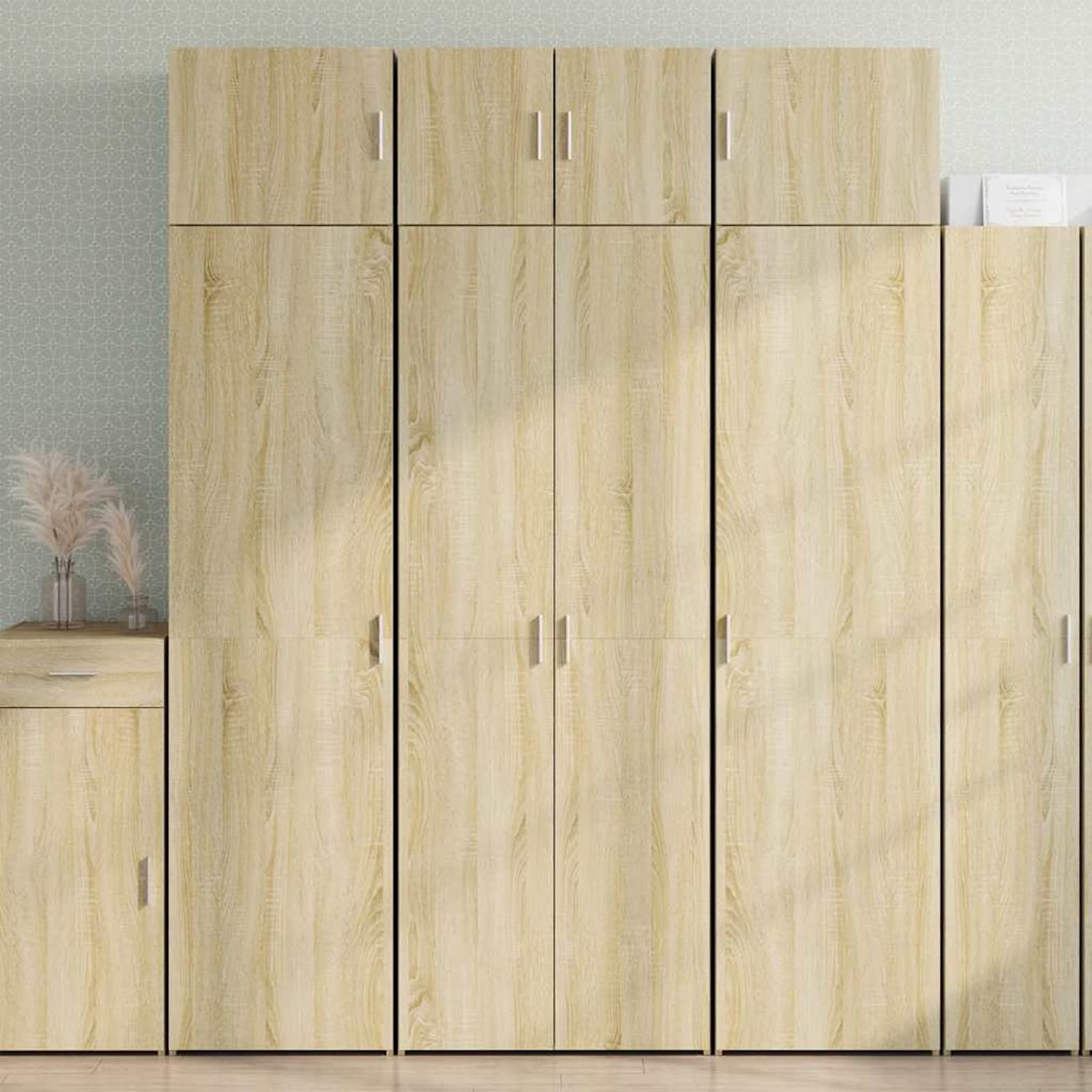 Armadio alto in rovere Sonoma, 70 x 42,5 x 225 cm, con 8 scomparti, per bagno, soggiorno, camera da letto