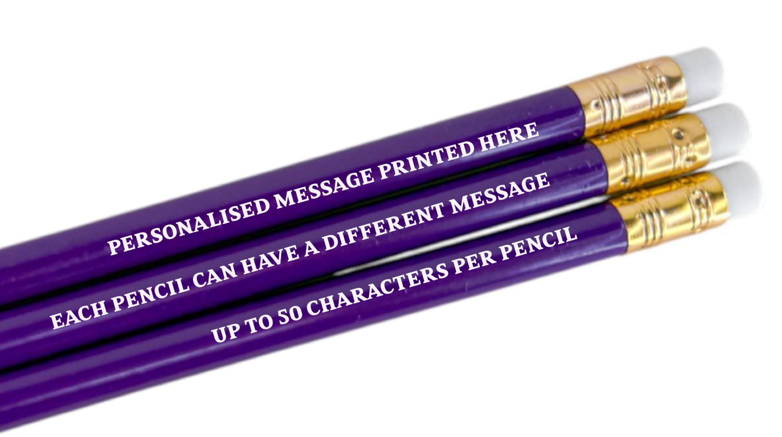 Personalised Pencils - Choice of Colours and Quantities (Purple, 3 Pencils)