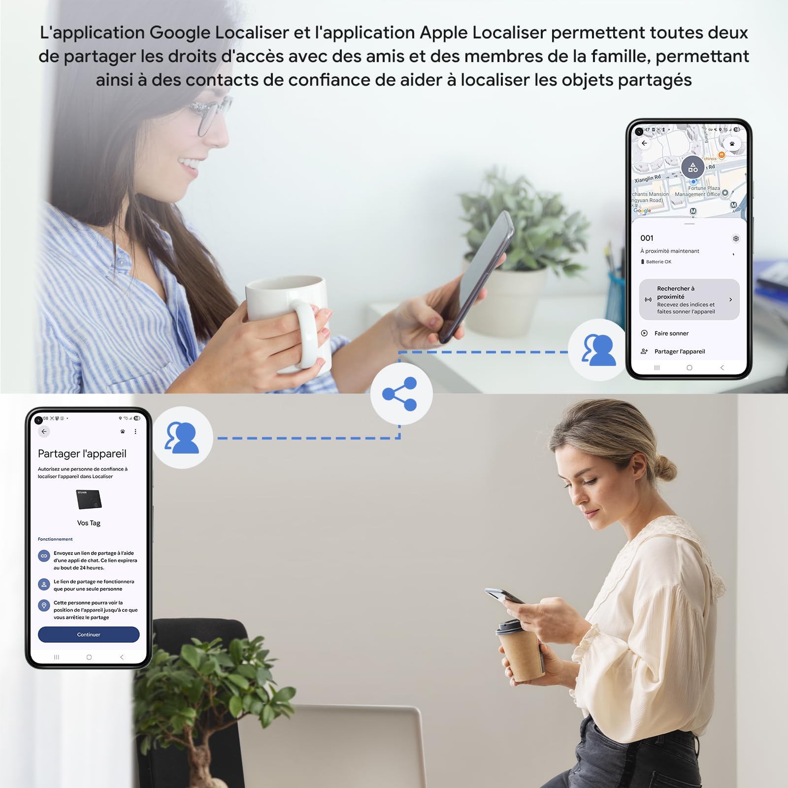 ATUVOS Air Tag Traceur Lot de 2 Système Double, Wallet Tracker Carte Ultra-Fin Compatible avec iOS Apple et Android Google Localiser App, Localisateur Intelligent pour Portefeuille/Valise/Sac/Bagages