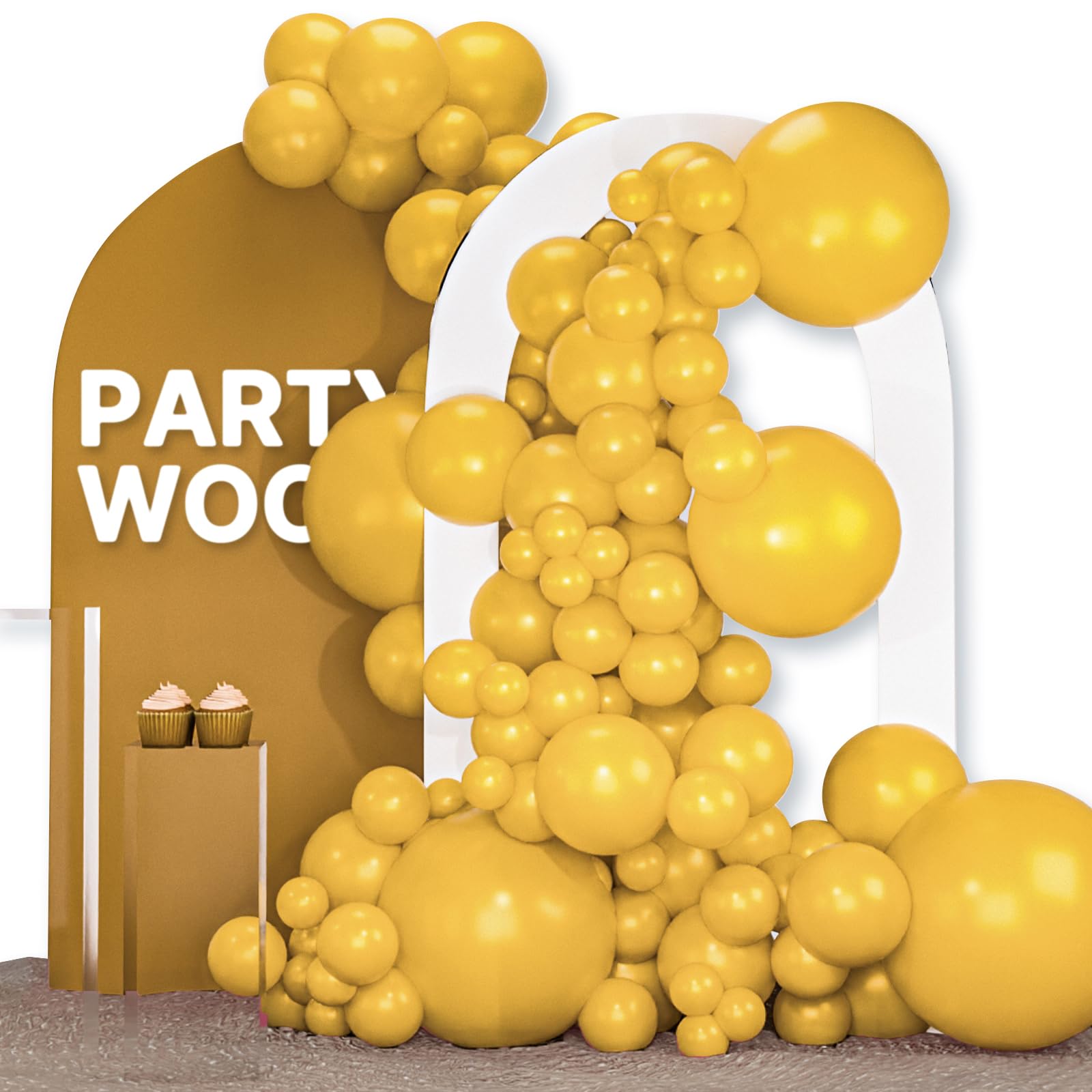 PartyWoo Mustard Yellow Balloons 120pcs Different Sizes of 18 12 10 5 Inch Boho Netural Fall Balloon Arch Kit for Birthday Baby Shower Sunflower
