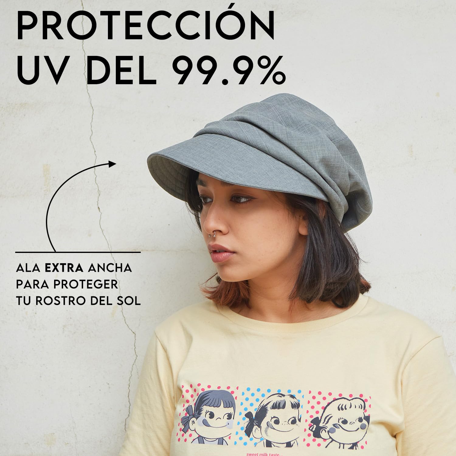 CHARM Sombrero de Sol Verano Algodón Orgánico Mujer - Visera Quimio UV Protégé