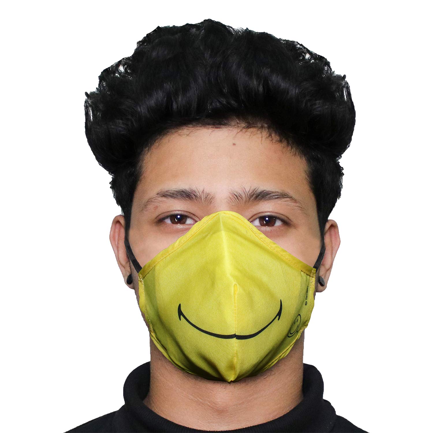 ORILEY ORSM12 Smiley Washable & Reusable Face Mask with 2 Replacement Filter & Adjustable Headloop Elastic Breathable Protective Mouth Cover (10 Pcs)