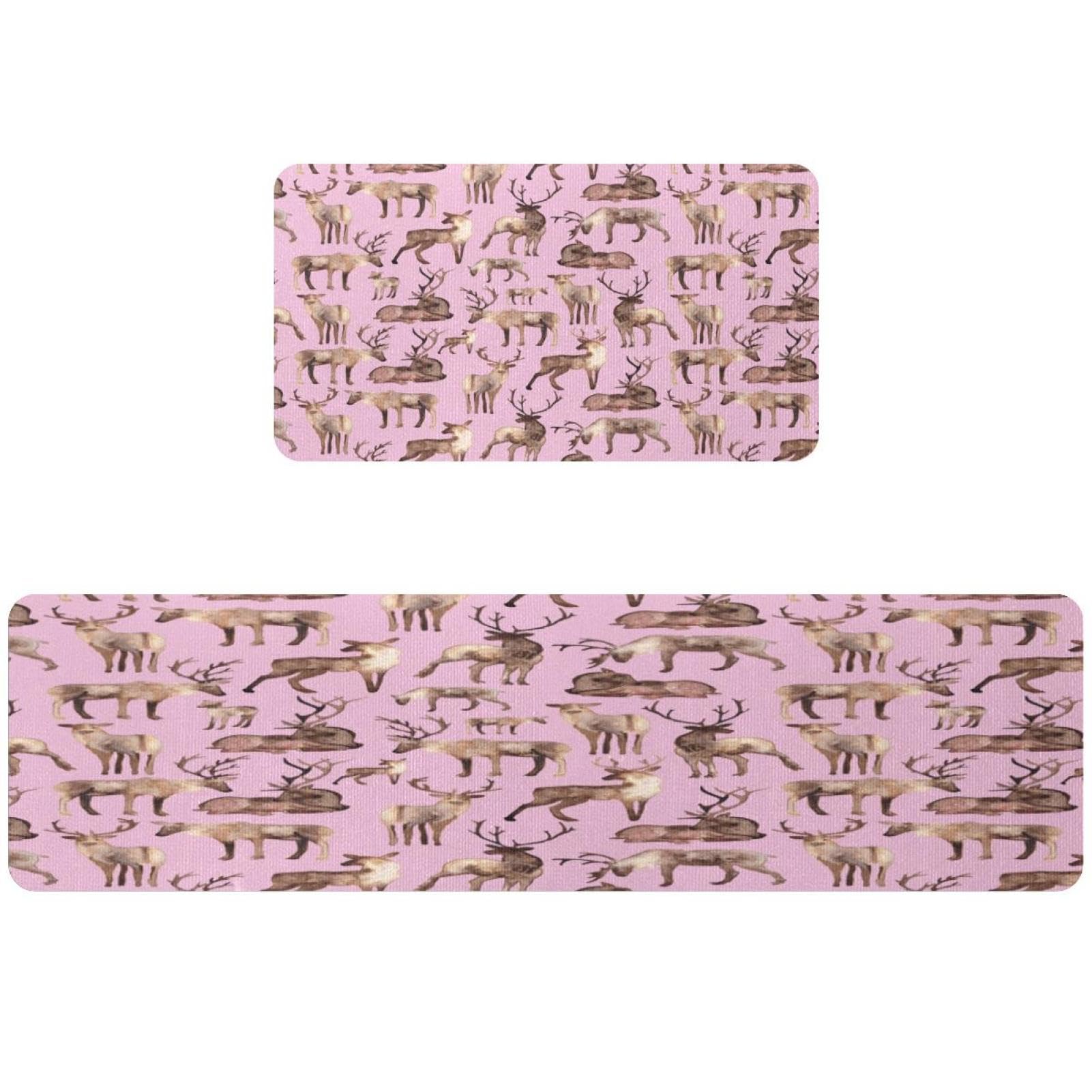 Tapis de cuisine absorbant et antidérapant lot de 2 design renne