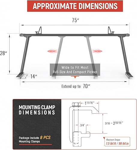 Miniatura 2 de AA-Racks APX25 Escalera de aluminio extensible para camioneta, Negro arena