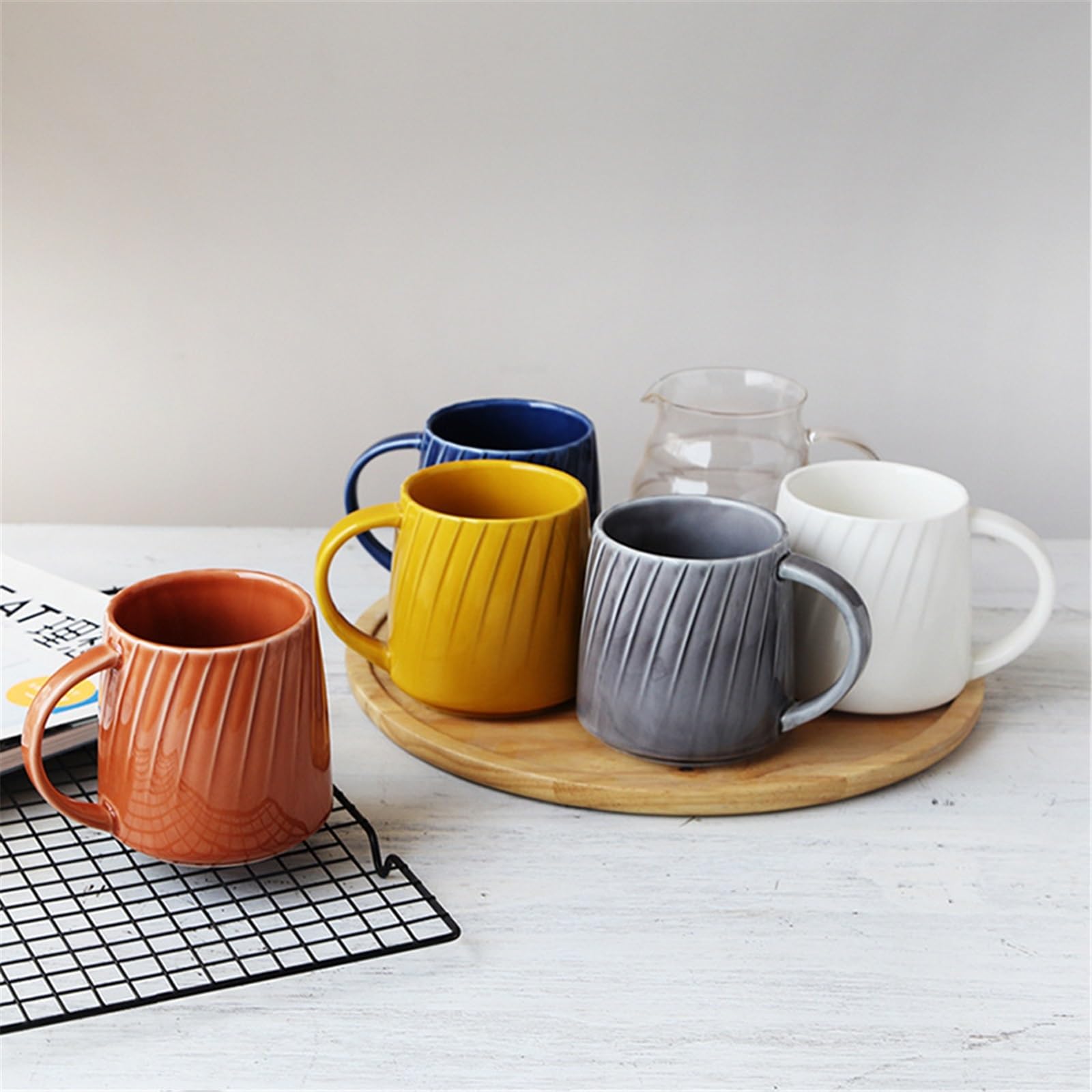 Taza de café Taza de cerámica sencilla for café, estilo retro, for el desayuno en casa Tazas de chocolate(Blue)