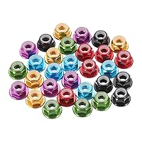 Vista 26 de MECCANIXITY 30 piezas de tuercas de bloqueo de aleación de aluminio M3 con paso de 0.5 mm, tuercas hexagonales con brida de nylon con rosca serrada