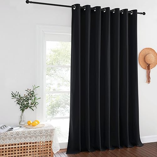 Miniatura 2 de NICETOWN Cortina ancha negra para habitación de niños, con ojales, aislamiento térmico, tratamiento de ventana, oscurecimiento de habitación,
