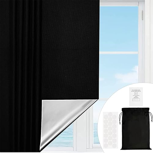 Miniatura 1 de FOXBI Cortinas opacas portátiles para ventana de viaje, persianas temporales cortables para dormitorio, sala de estar, hotel, oficina, 59.9 x 79.8