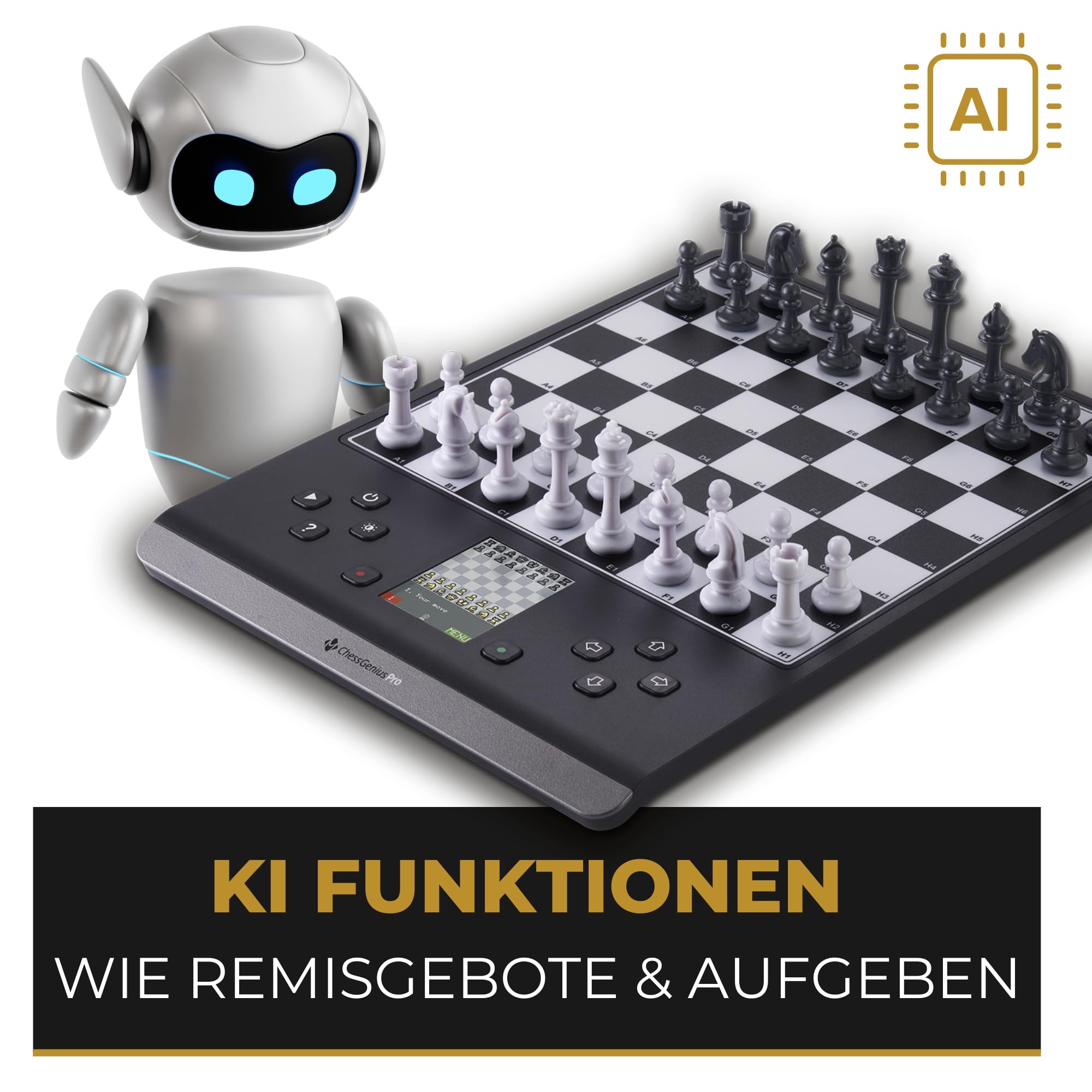 MILLENNIUM ChessGenius PRO M815 – Schachcomputer für Anfänger & Fortgeschrittene, Smarter Schachtrainer mit vielfältigen Übungsoptionen und anpassbaren Schwierigkeitsgraden, großes Spielfeld