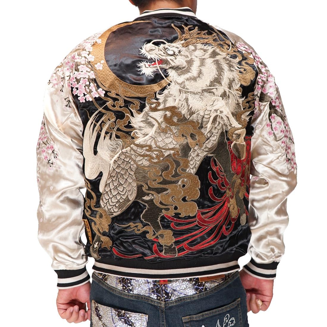 Amazon | [絡繰魂] カラクリダマシイ 和柄 スカジャン メンズ 総刺繍