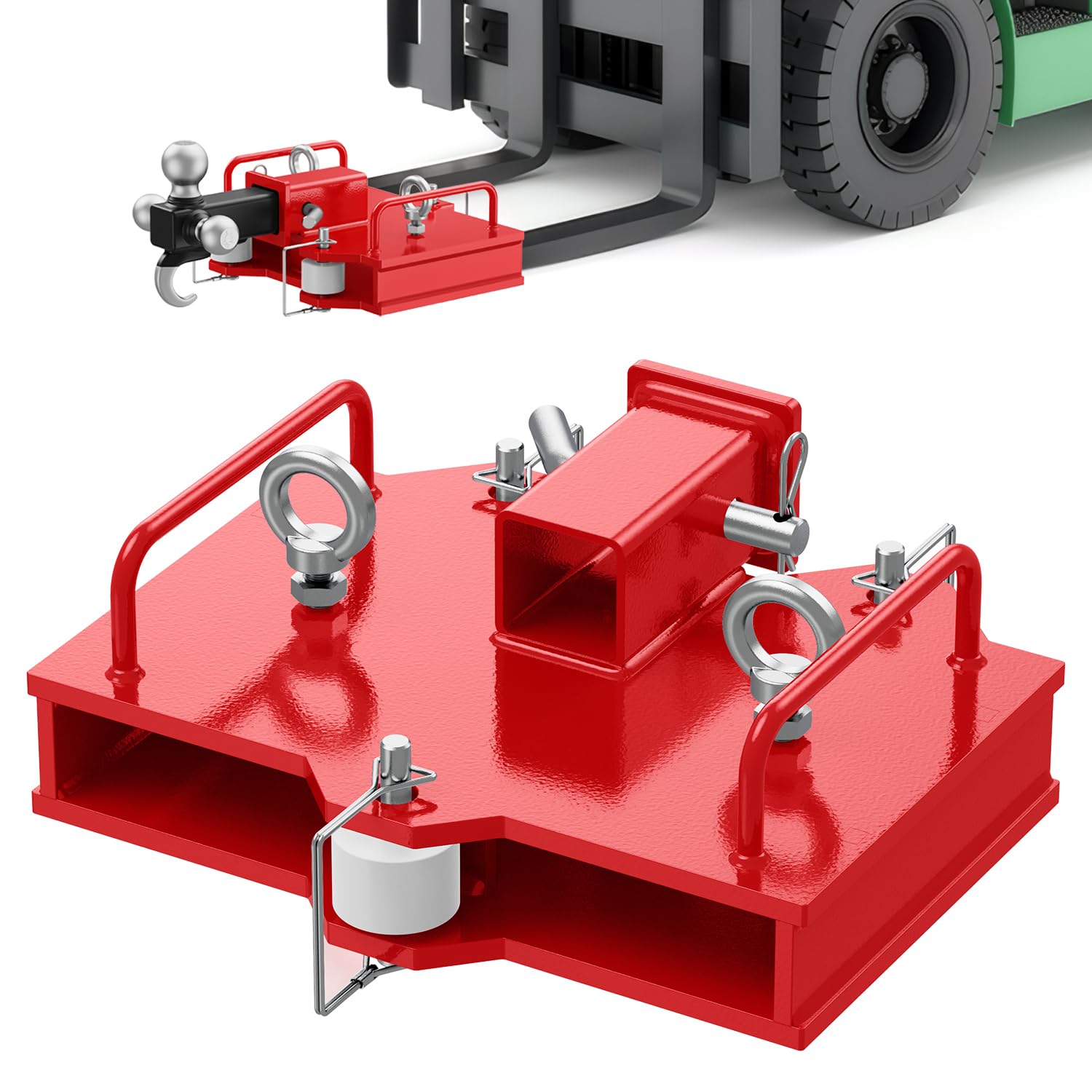 Nilight Forklift Trailer Hitch Attachment 6500 LBS Fits 2" Receiver | Clamp on Dual Pallet Forks Forklift Tow Hitch Attachment Universal Forklift Ball Hitch Mount Trailer Towing Adapter