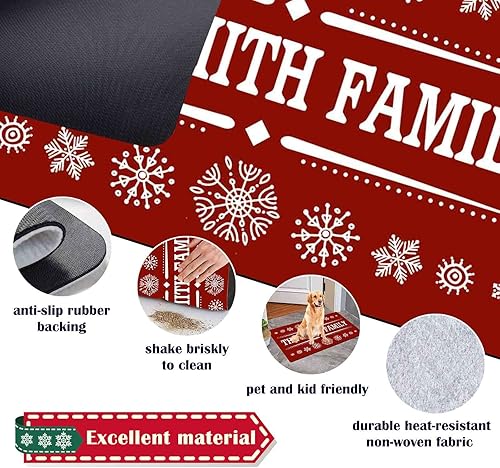 Miniatura 6 de Tapete de Navidad personalizado con texto, tapete de Navidad personalizado para puerta delantera con nombre de la familia, tapete de bienvenida