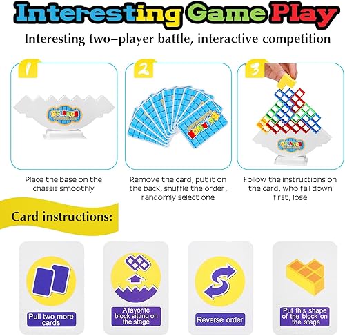 Miniatura 5 de Equilibrio y diversión juego de bloques apilables Tetra Tower para niños y adultos, perfecto para la familia, fiestas, viajes (32 piezas)