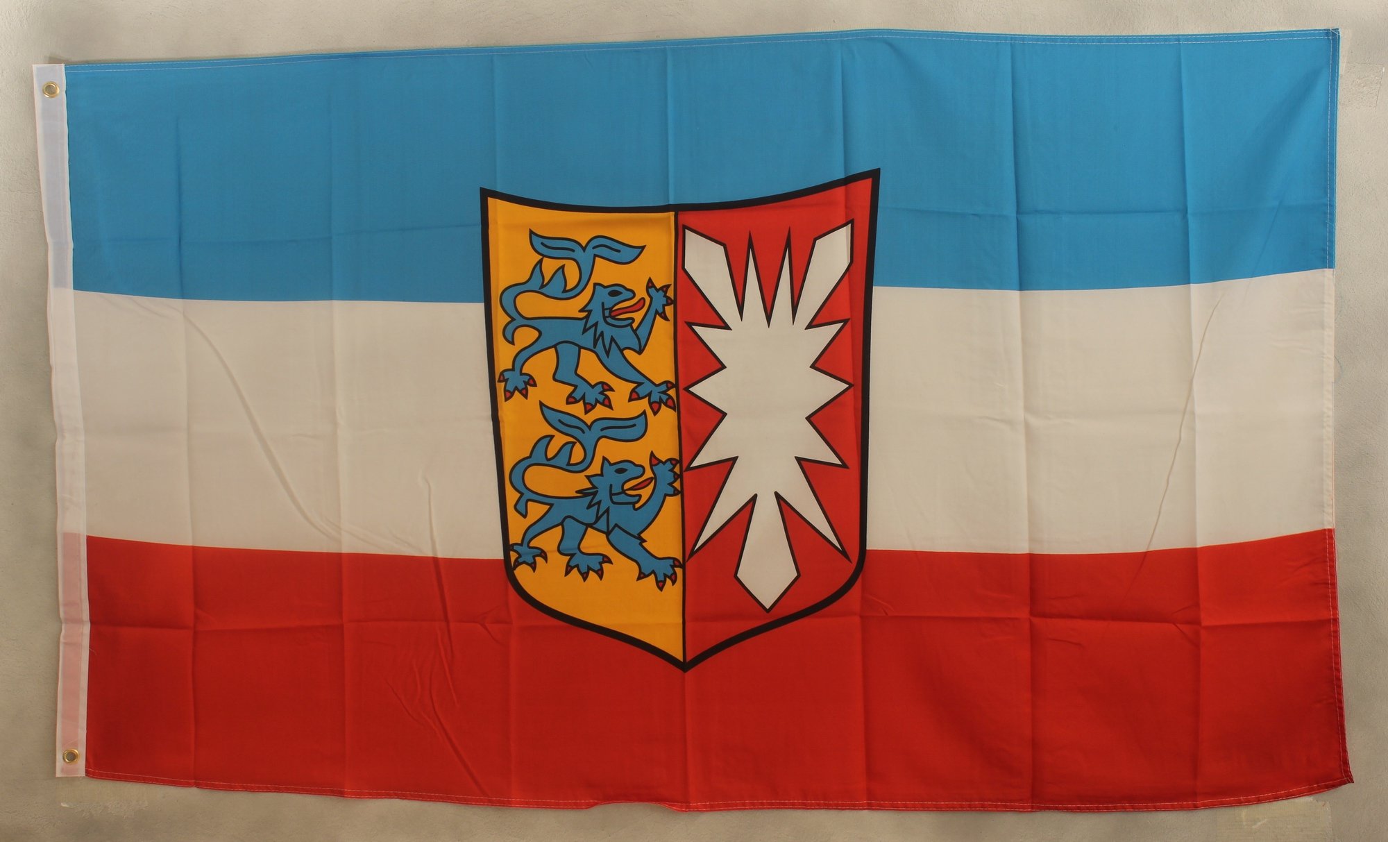 FLAGLY Schleswig-Holstein, bandiera di alta qualità, 100 x 150 cm, peso del tessuto: 160 g/m², realizzata a mano, robusta e resistente alle intemperie, con occhielli (100 x 150 cm