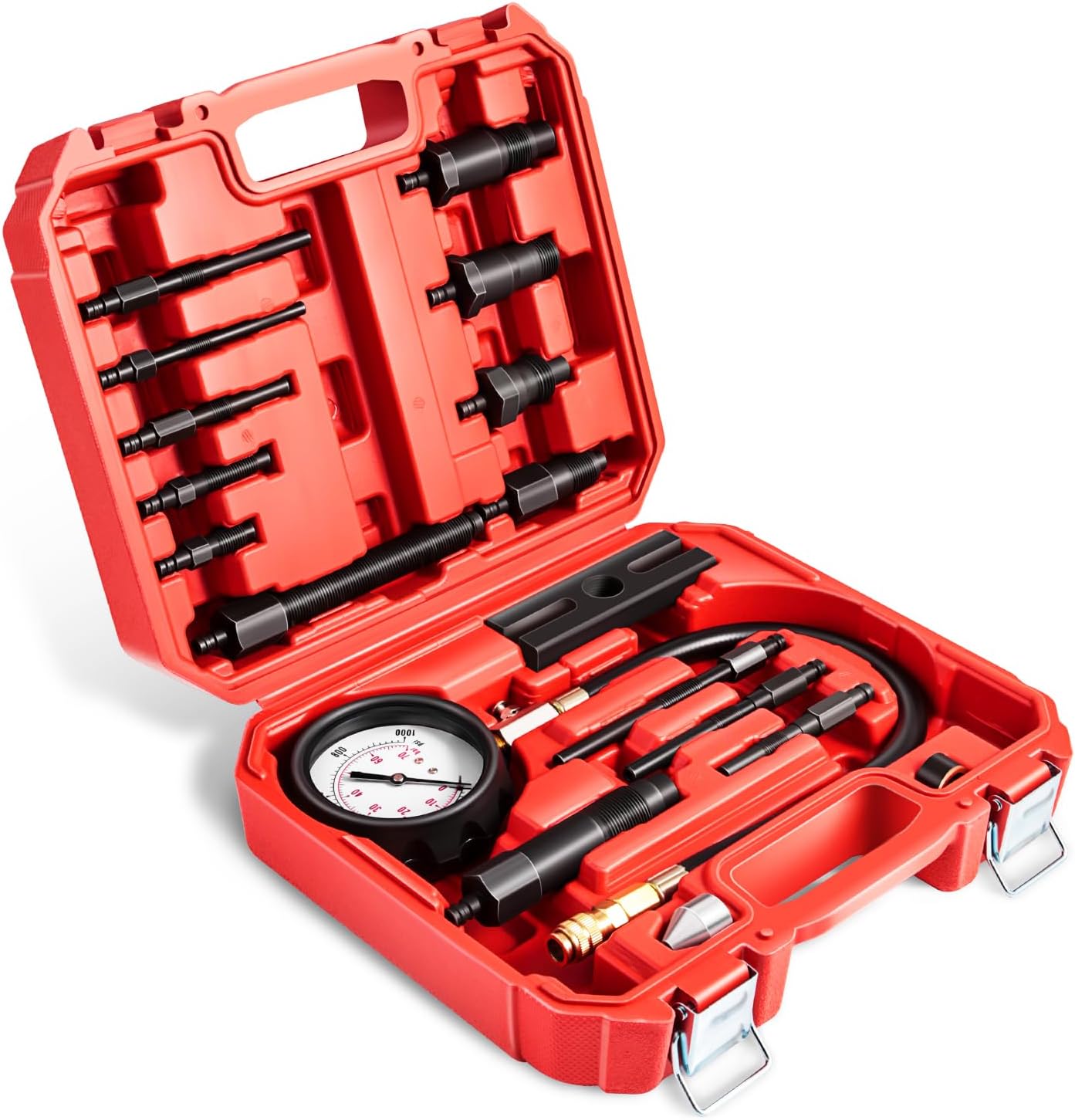 DNA MOTORING TU15B Diesel Engine Compression Gauge Tester with Gauge & Adapters