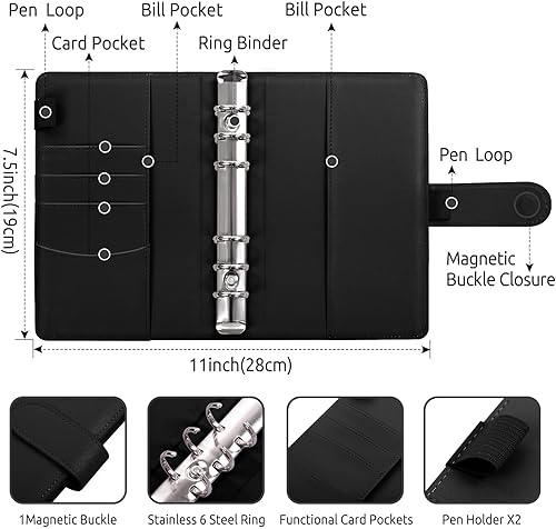 Miniatura 4 de SKYDUE Carpeta de presupuesto, carpeta de ahorro de dinero con sobres de cremallera, sobres de efectivo y hojas de presupuesto de gastos para