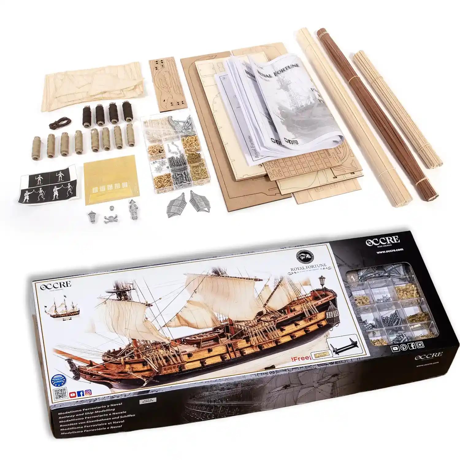 Occre 12015 Royal Fortune, Kit Modello Nave Pirata in Legno, Scala 1/65, 642x285x563 mm, Legno di Tiglio
