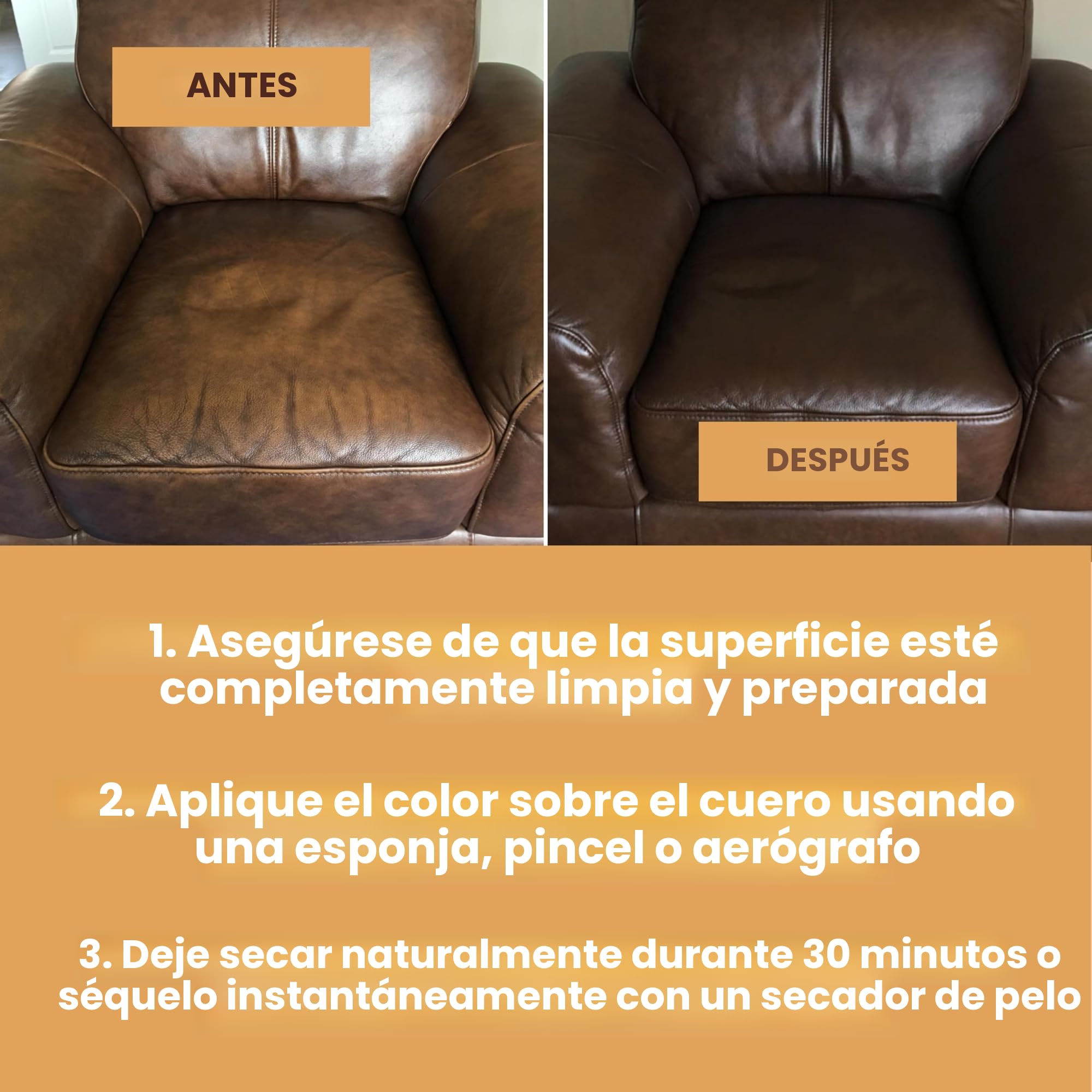 Tinte reparador de cuero autosellante negro 50 ml para sofás, asientos de coche y zapatos