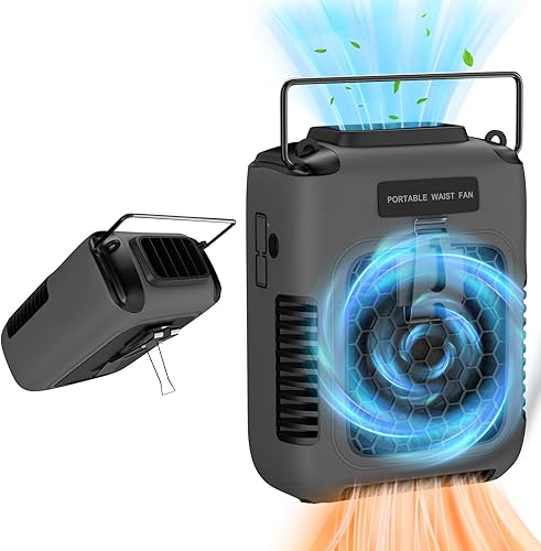 Ventilador personal portátil recargable de 8000 mAh, ventiladores corporales con 3 velocidades de enfriamiento más rápido y luz LED, ventiladores de