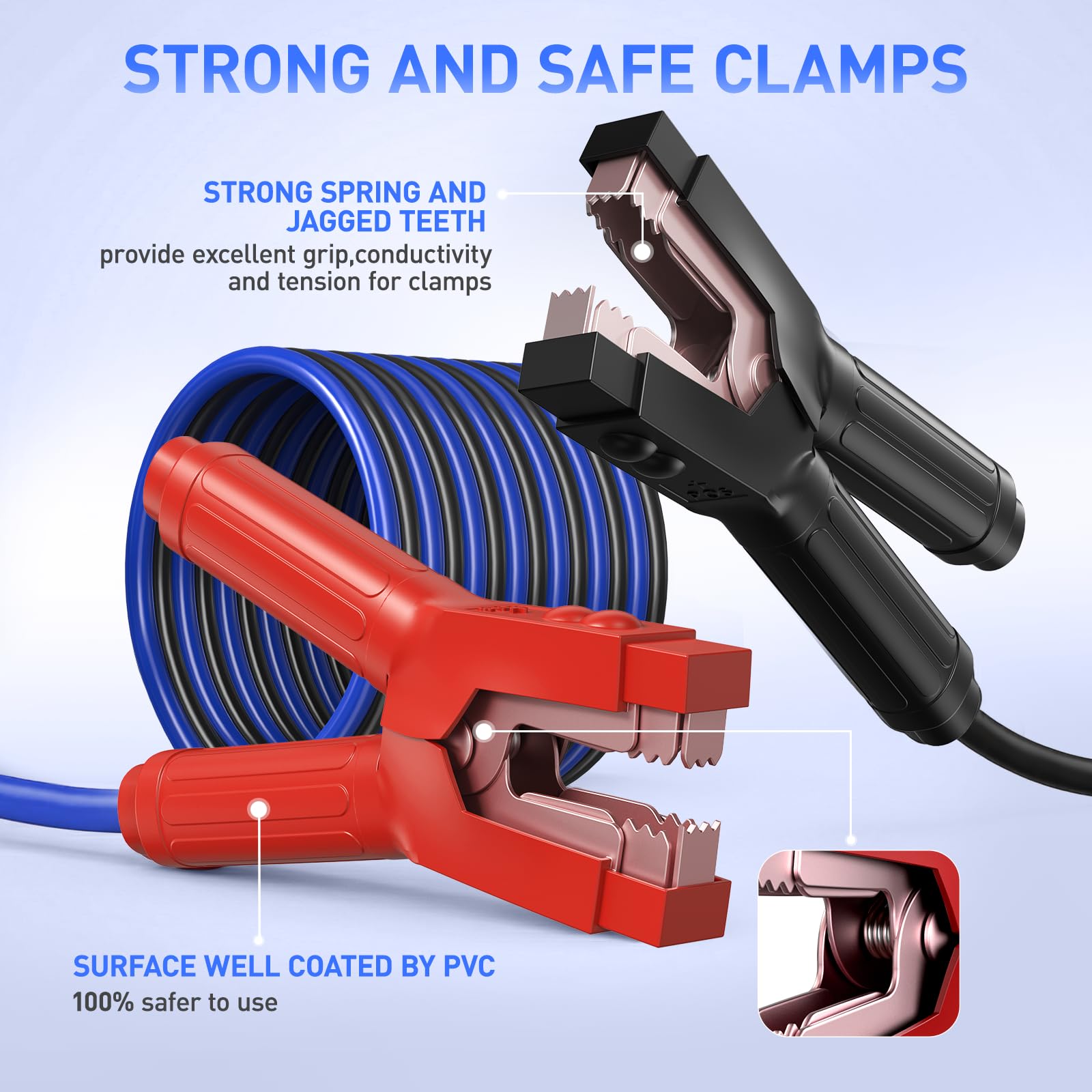 SAFEMATE Cavi di avviamento per veicoli da 12 V e 24 V, cavi di avviamento per veicoli da 12 V e 24 V, cavi di avviamento per batterie scariche o deboli, kit di cavi jumper con borsa per il trasporto