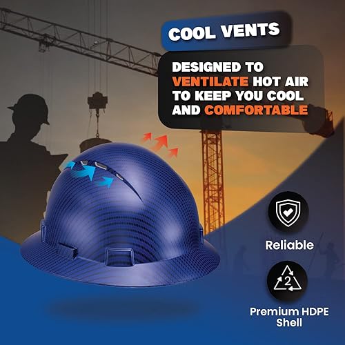 Miniatura 6 de Full Brim Vented OSHA Construction Hard Hat, Carbon Fiber Option, Work Approved Safety Helmet, Carbon Fiber Custom Design Hard Hats, Hardhat Hard