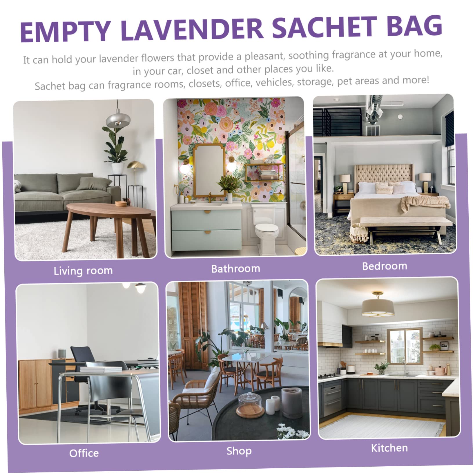 HOOTNEE Lavender Fragrance Sachets 10pcs Empty Sachet Bags Cloth Drawstring Bags for Spices Car Closet Present Material