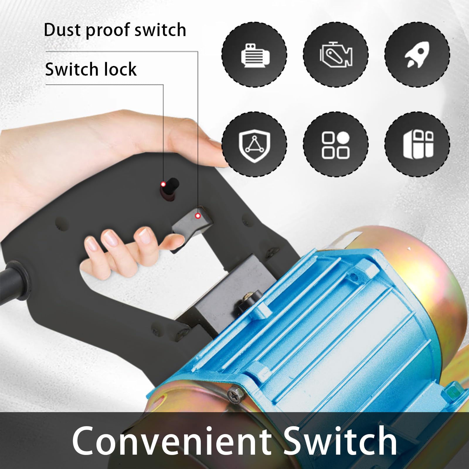 Vibrador De Concreto De 250 W, Vibrador De Concreto Con Motor De 3500Rpm Vibrador Herramientas Eléctricas De Placa Plana De Plástico Duradero Portátil Pequeño Para Losas De Concreto Y Baldosas