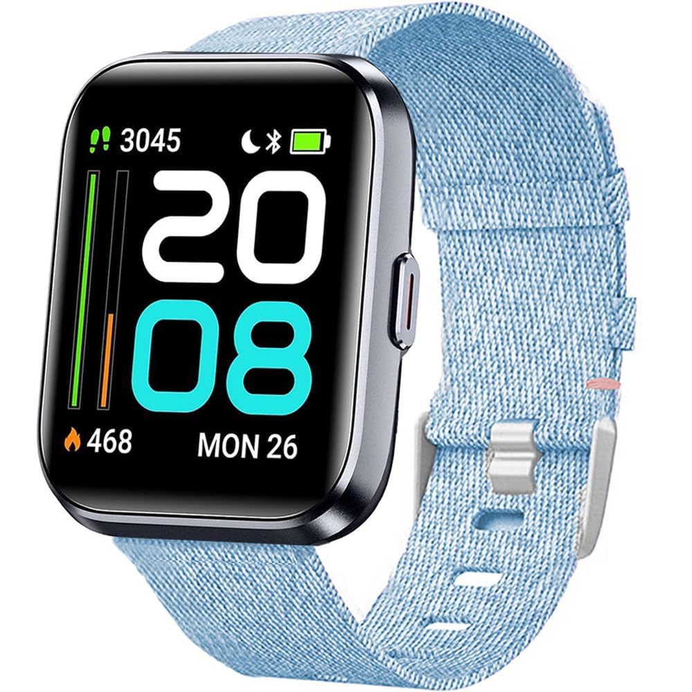 Lamshaw ID208 Plus Smart Watch Band, Breathable Nylon Woven Fabric Replacement Strap Compatible for Quican, aeac, WMK, Fitpolo ID208 Plus 1.8'' Smart Watch (Blue)