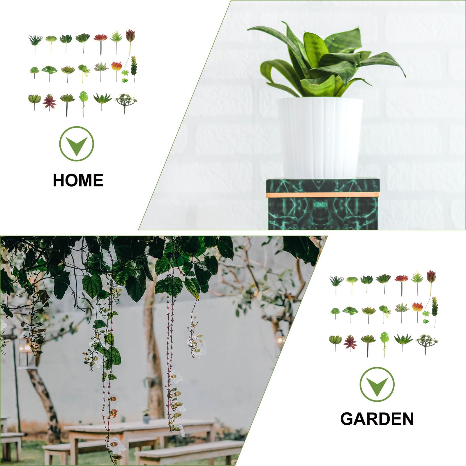 20 Piezas Suculenta Artificial Mini Realista de PVC