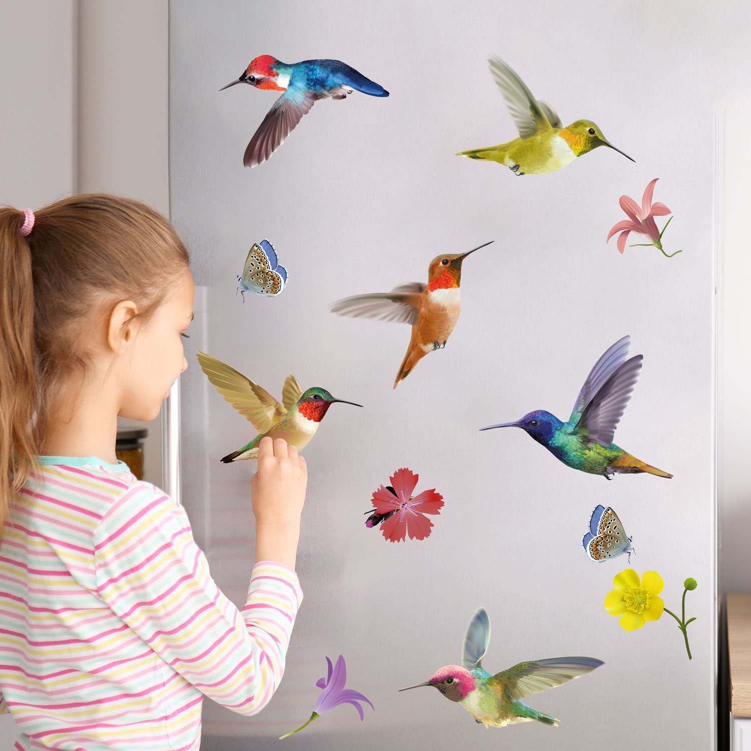 12 Stickers Autocollants Colibri – Anti-collision Pour Fenêtres – Grande Taille