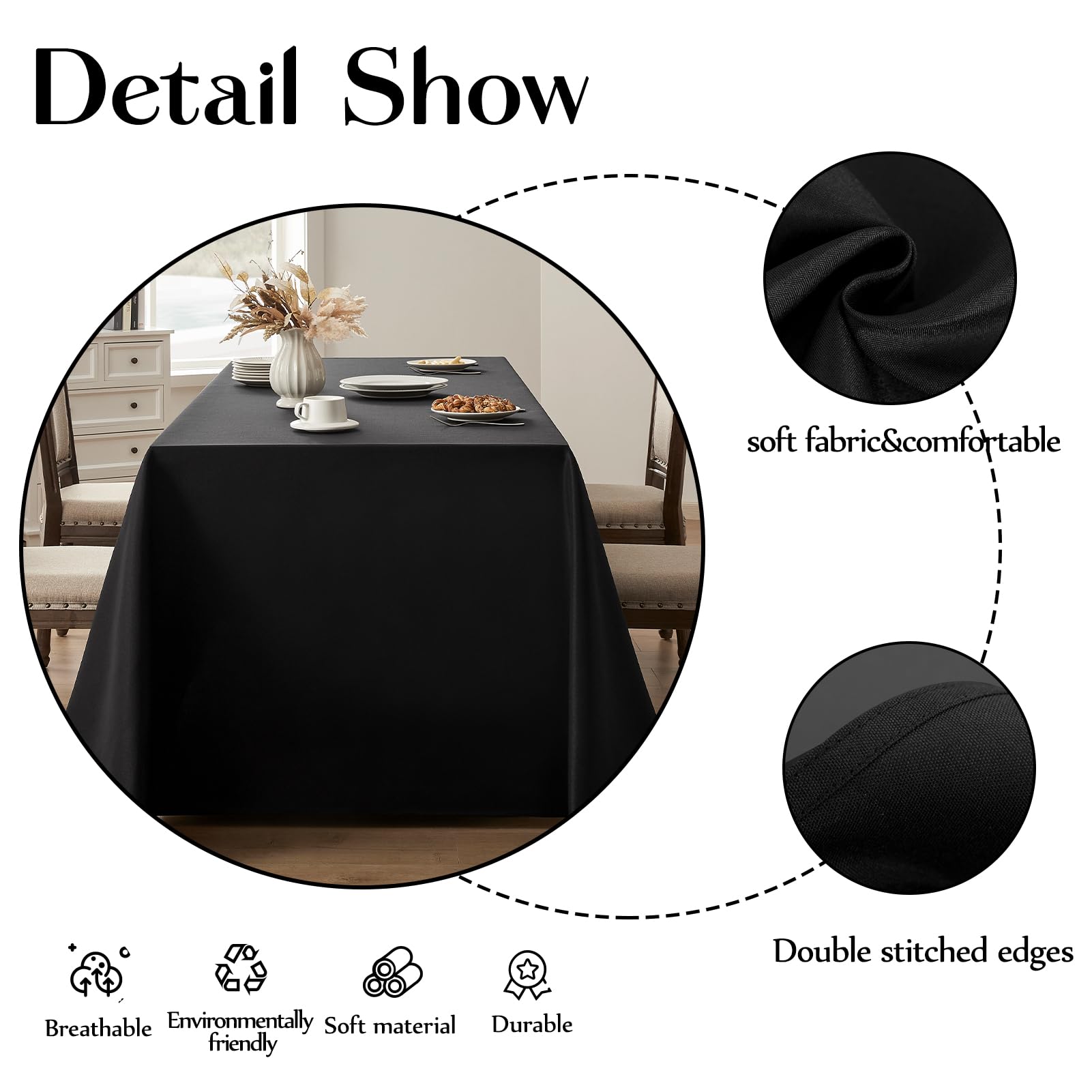 Tovaglia Rettangolare Nera 200x332 Cm – Antimacchia, Lavabile, Per Matrimoni E Feste