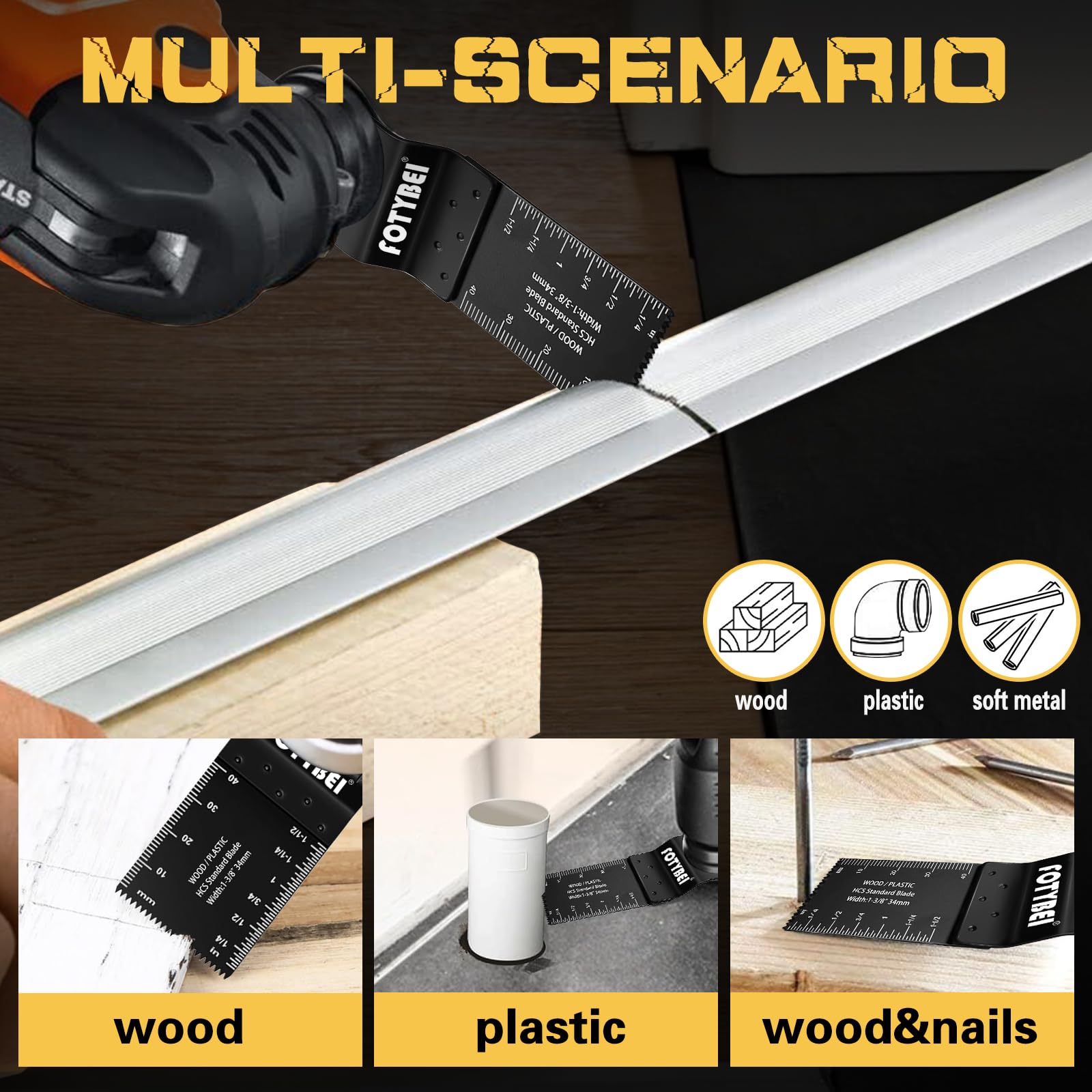 Set di Lame Utensile Multifunzione Oscillante 35 pezzi Legno Plastica Metallo Accessori Utensile Multifunzione Oscillanti Compatibile con Dewalt Makita Ryobi Parkside Black&Decker e altro ancora