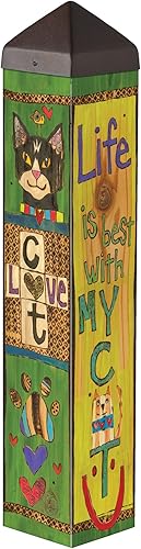 Studio M Poste de arte, poste de PVC resistente a la intemperie con cuenco de vinilo de 20 pulgadas de alto, decoración al aire libre para jardines,