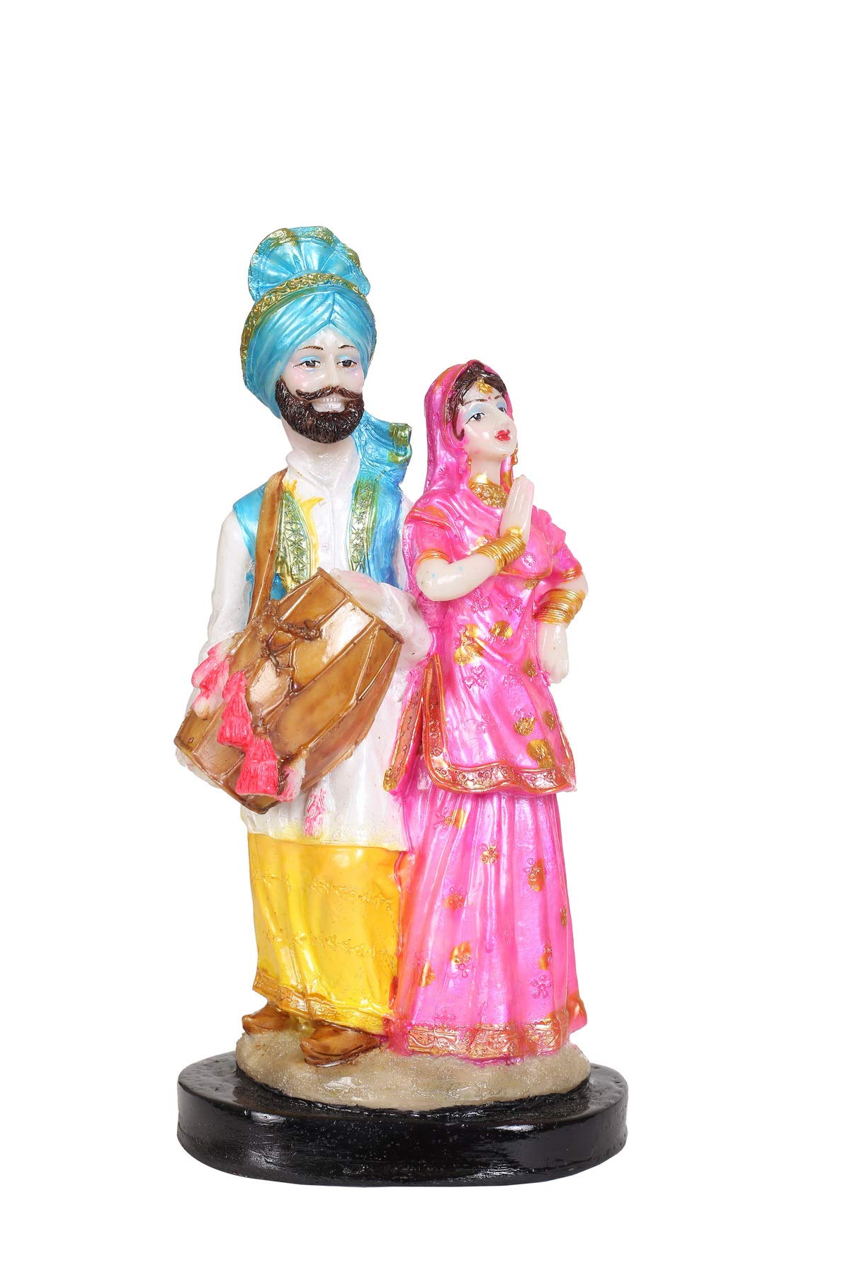 Polystone Punjabi Love Couple Statue || Punjabi Culture showpiece for Home Decor and Office || Couple Statue Showpiece Idol ||| (Height 11 Inch, Multi)