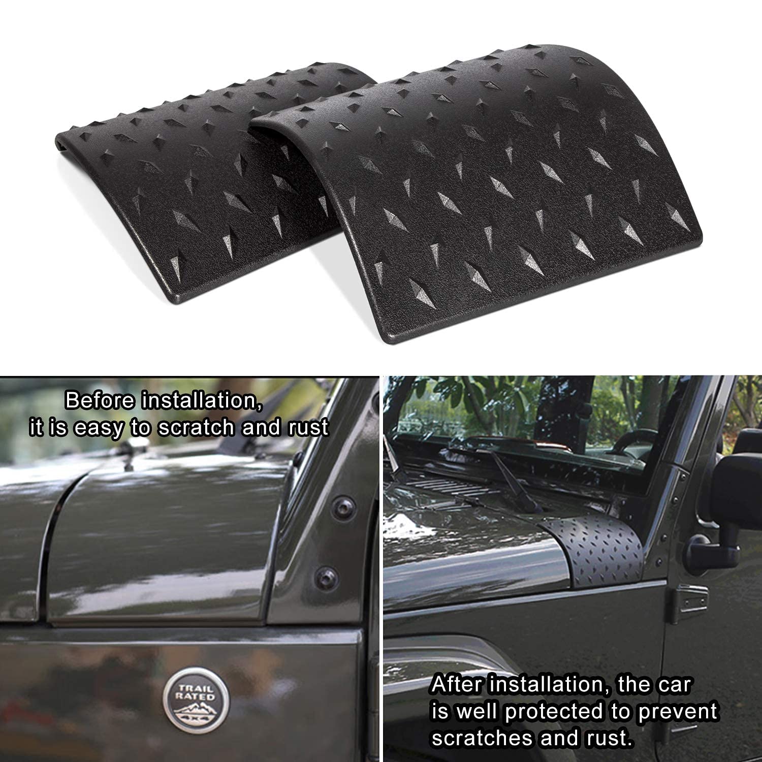 Adesivo Auto Nero Cowl Body Armor Esterno Laterale per Jeep Wrangler JK JKU Unlimited Rubicon Sahara X Off Road Sport 2007-2018