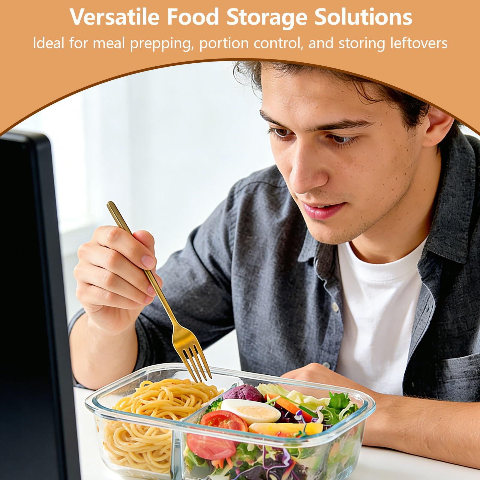Generisch Lebensmittelsicherer Glasbehälter luftdicht und stapelbar, BPA-frei, ideal für Meal Prep und Gefrierlagerung