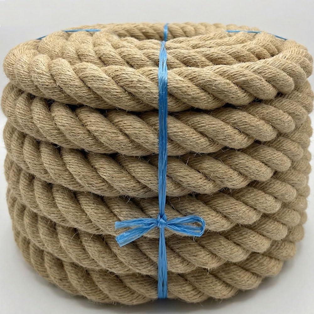 Polyhemp Rope Diameter 50 mm Handrail Rope Weatherproof - Artificial Hemp Rope Twisted 1 m - 30 m - Spleitex Rope for Garden, Railing & Outdoor Decoration - Natural Look - Ropes and More® (2 m)