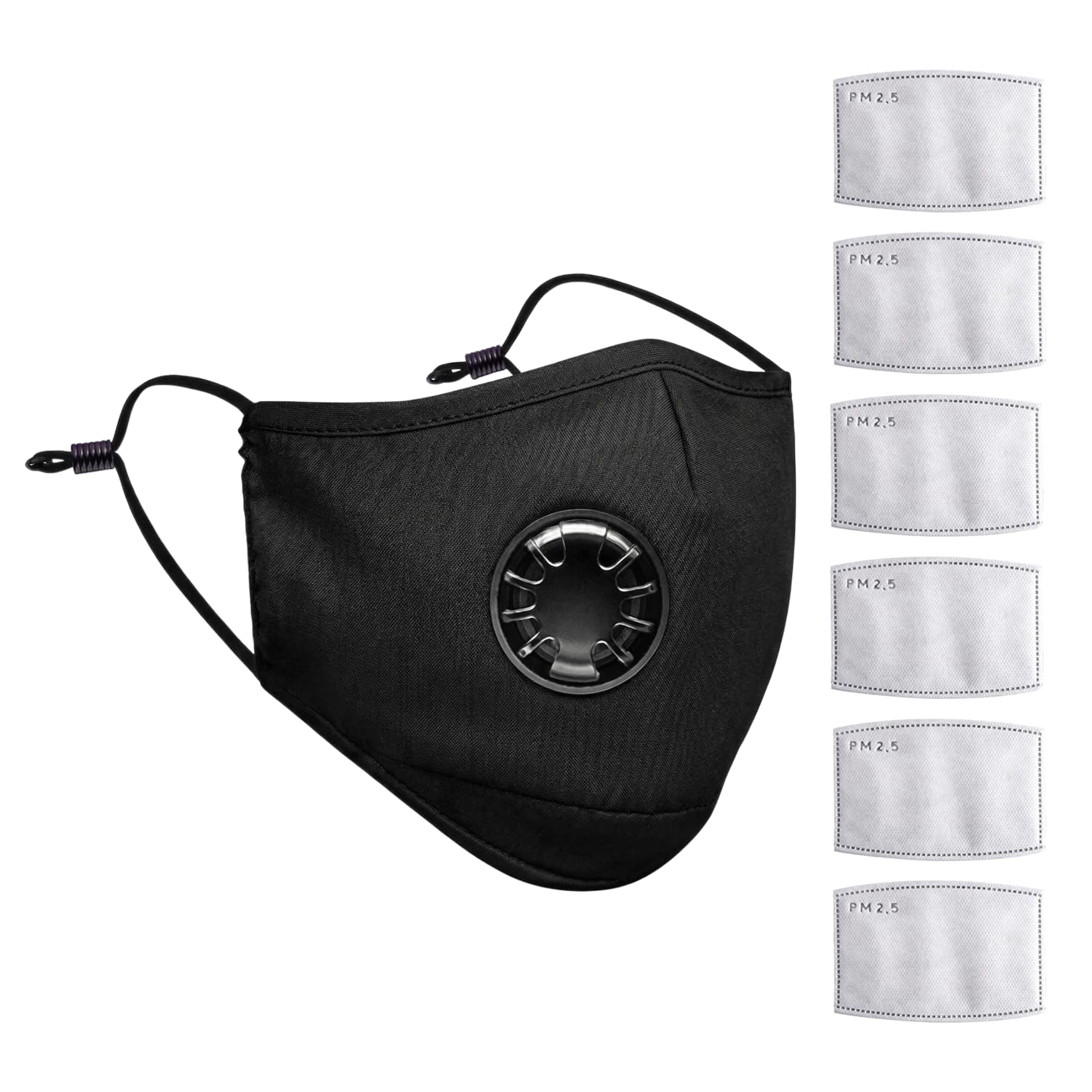 Yugan N99 Anti Pollution Reusable and Washable Face Masks with 6 Replaceable N99 Filters, Unisex, With Valve, Pack of 1 (Black) 3