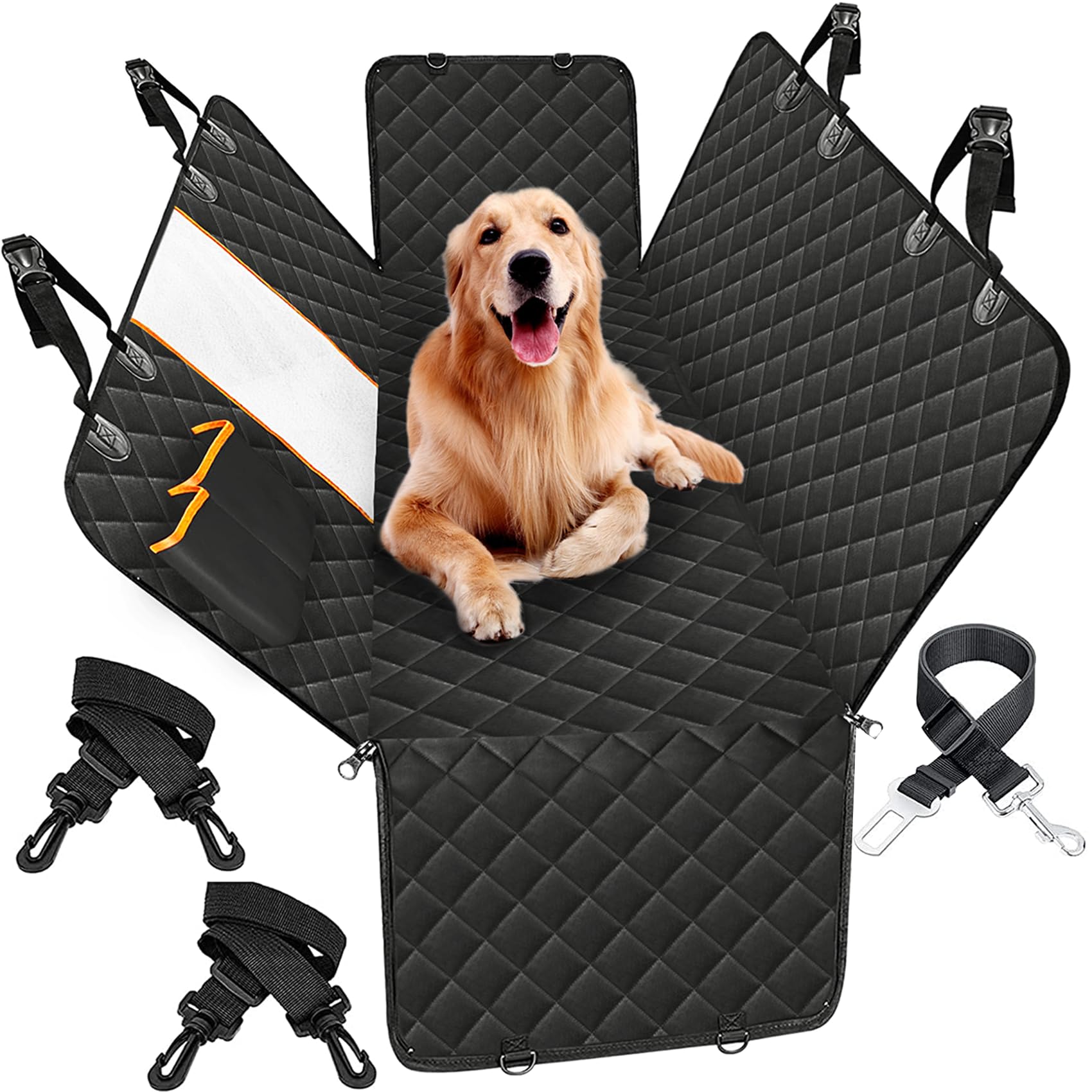 Bark Lover Dog Car Seat Cover For Back Seat, Dog Hammock For Car, Waterproof Backseat Cover For Dogs In Car SUV & Truck, With Mesh Window And Multiple Pockets - View #2