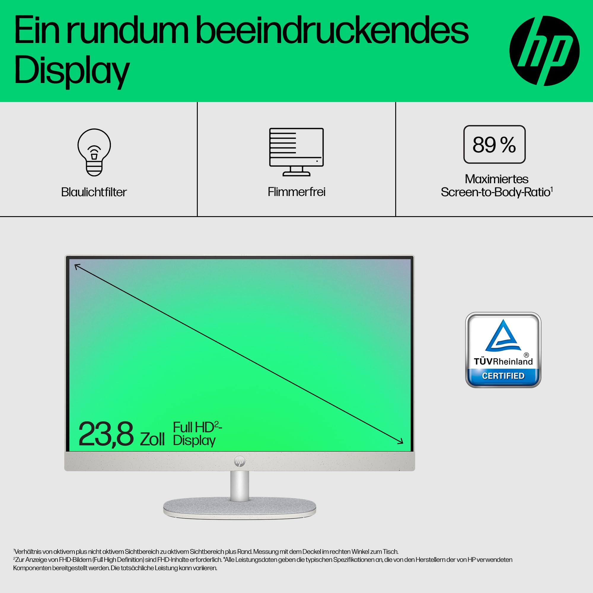 HP All-in-One PC | 23,8" FHD-Display | Intel Core i5-1335U | 16 GB DDR4 RAM | 512 GB SSD | Intel Iris Xe-Grafikkarte | Windows 11 Home | Weiß