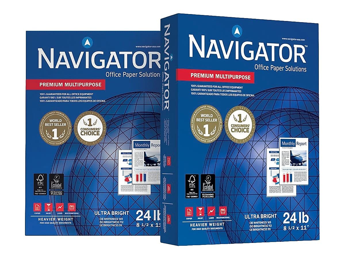 Navigator NMP1124 Premium Multipurpose Paper, 99 Brightness, 24lb, 8-1/2 x 11, White, 5000/Carton 10 Pack 