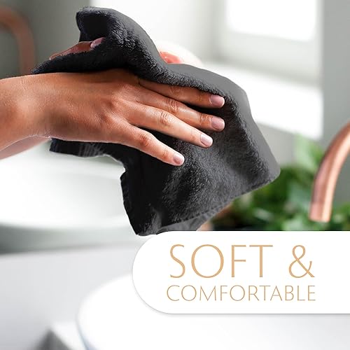 Miniatura 5 de MAURA Juego de 6 toallas de mano grises para baño. Toallas de mano de algodón turco de lujo, ultrasuaves, gruesas y afelpadas, color gris espacial