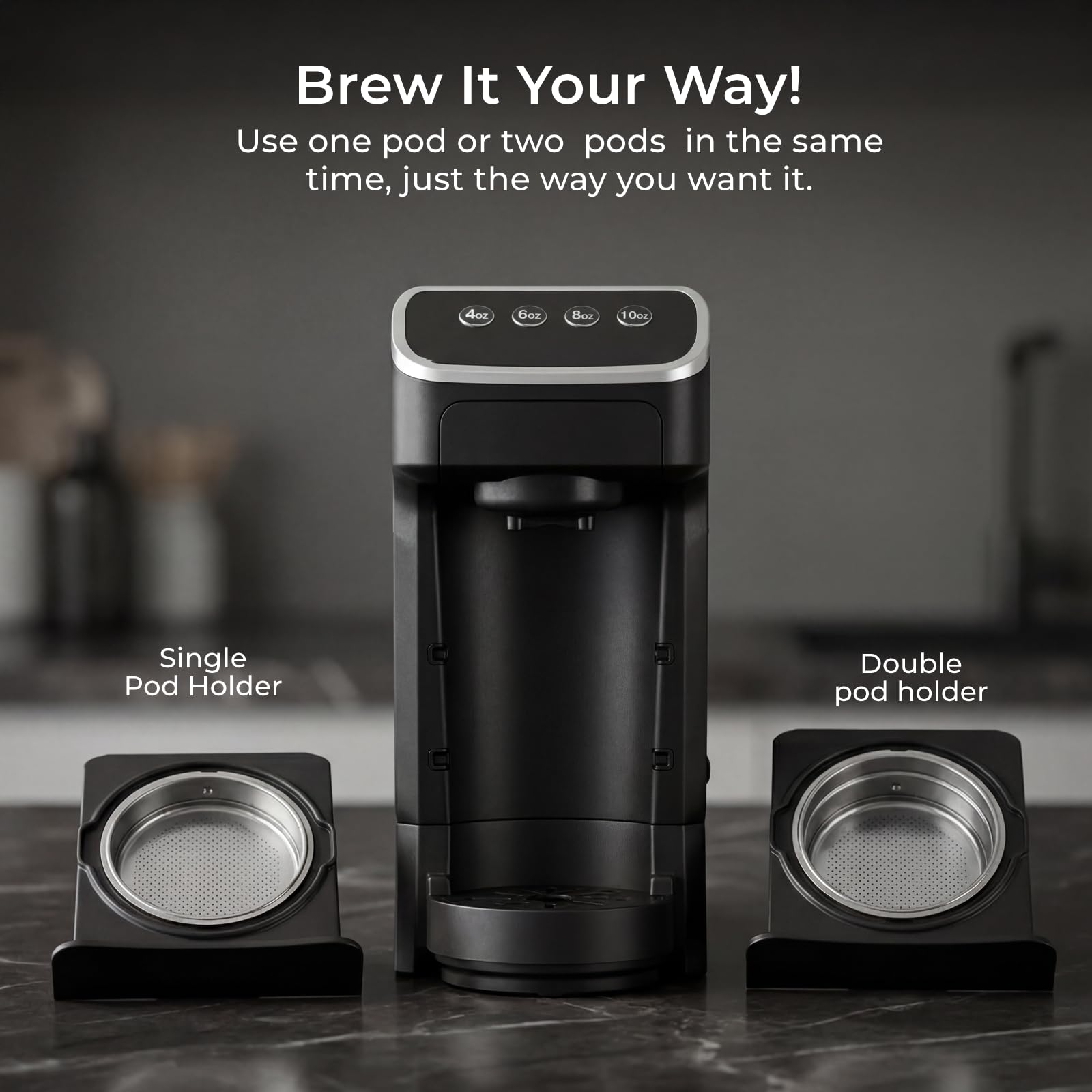 Cafetera compatible con cápsulas Senseo, cafetera de una sola porción de preparación rápida con extracción de rico sabor, capa de crema, diseño elegante que ahorra espacio, sabor de calidad