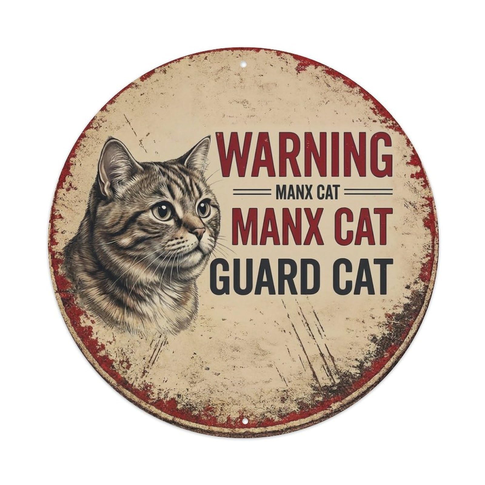Tgrcjimh Style Metal Tin Sign Vintage Warning Manx Cat